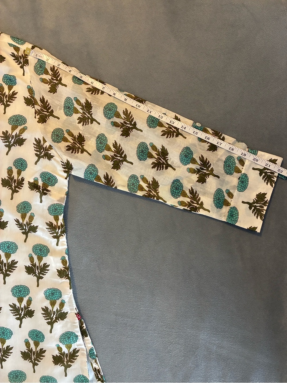 Women’s Floral Print Tunic Dress in Teal and Olive - Picture 15 of 15